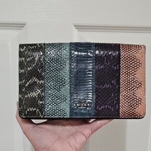 Coach Rare Callie Foldover Snakeskin Print Clutch EUC